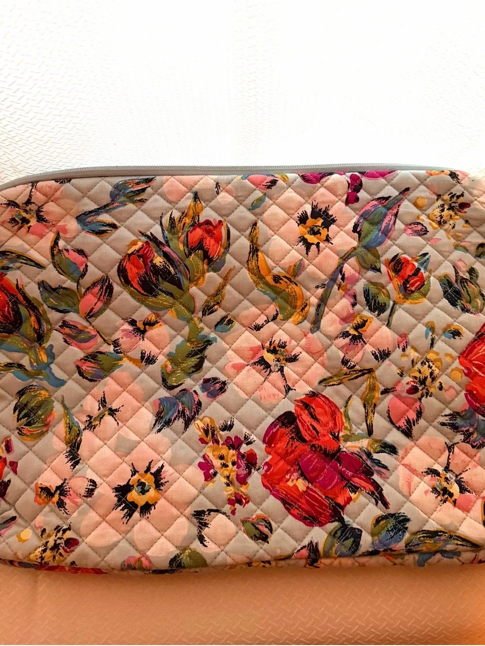 Quilted Floral Laptop Case- Pink Multi